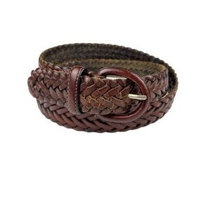 Genuine Leather Brown Braided Plaited Belt Sz 38